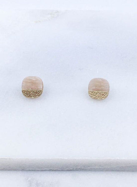 Round Semi Precious Stone Post Earrings